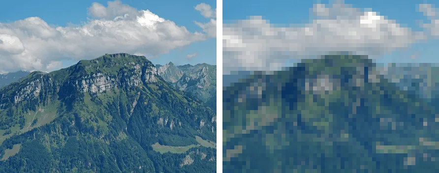 Pixelation from coarse sampling